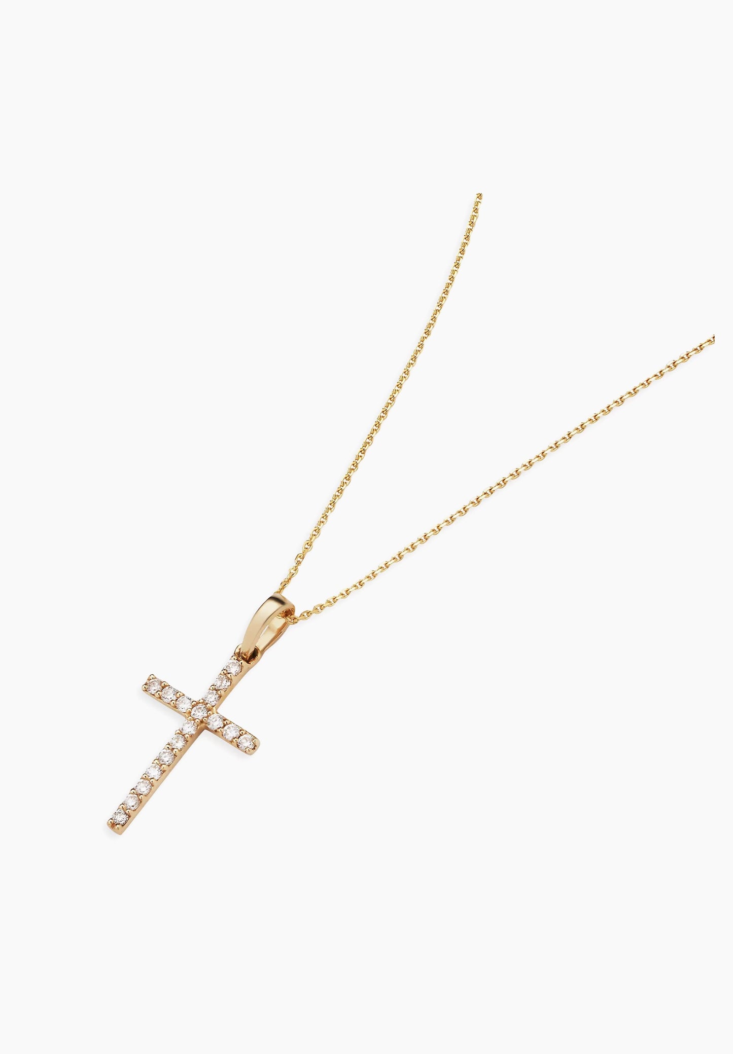 14K Yellow Gold Diamond Cross Necklace